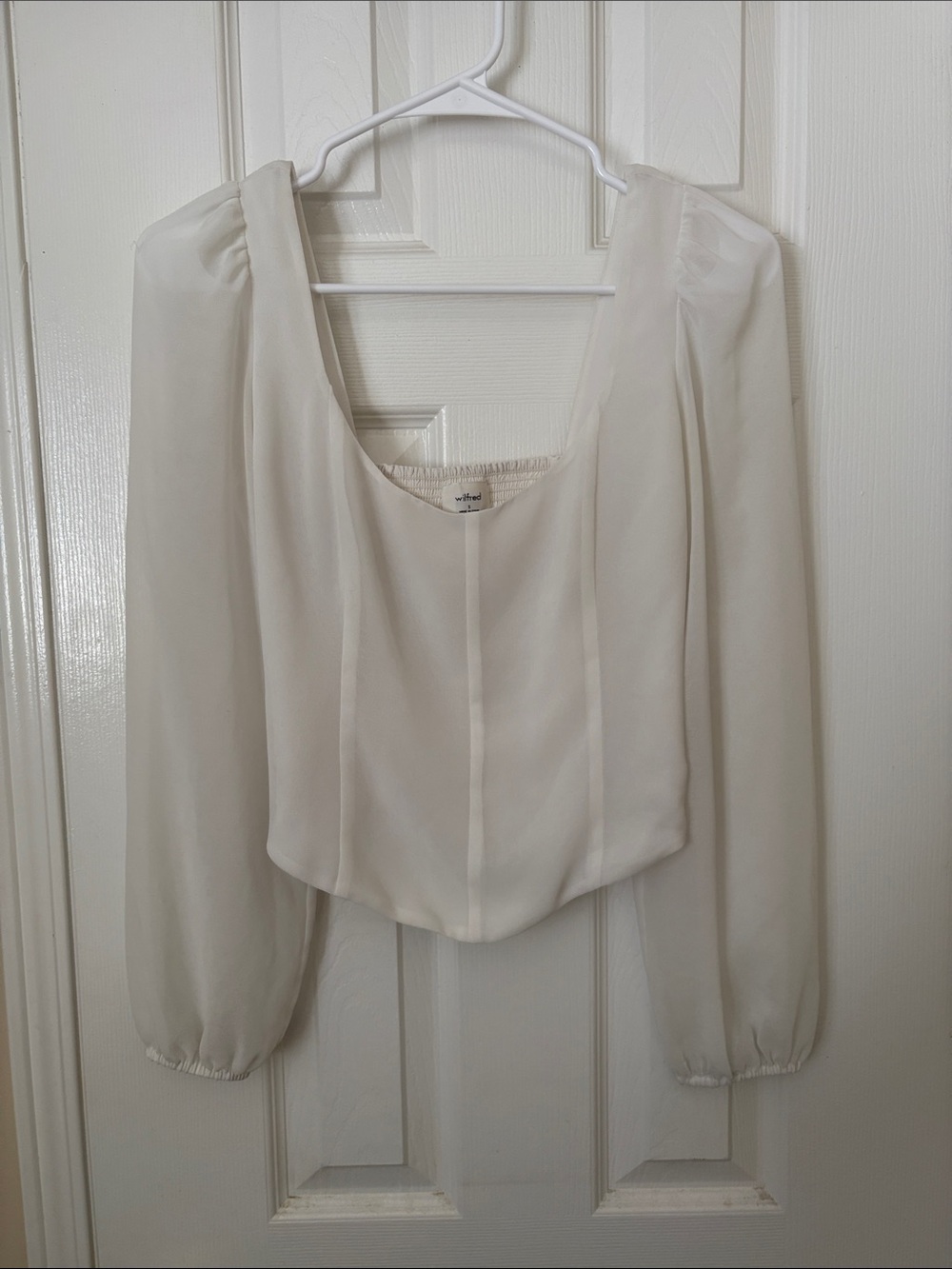 Wilfred Ivory Scoop Neck Long-Sleeve Chiffon Blouse